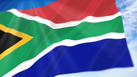 South Africa Flag Seamless Loop 4k 60fps on Sky Background 動画素材 341678049