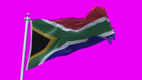 South Africa Flag Waving in Loopable and Textured green screen background Stock Footage 296875829
