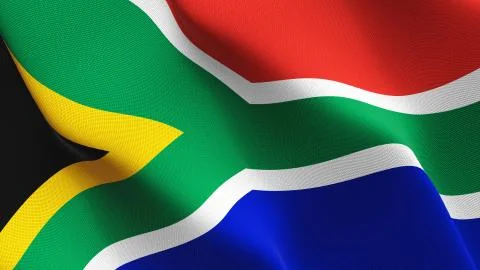 South Africa flag waving on wind. Stock Illustration