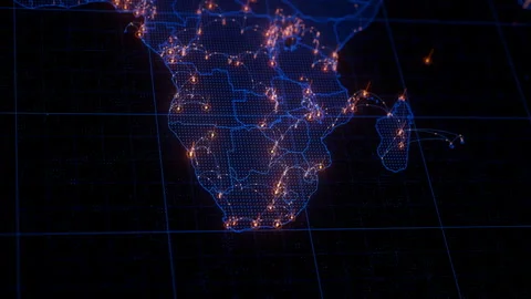 South Africa map big data visualization. Futuristic digital map infographic of Stock Footage 336678946