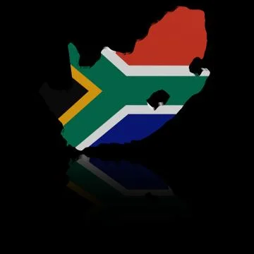 South Africa map flag with reflection illustration Stock Illustration