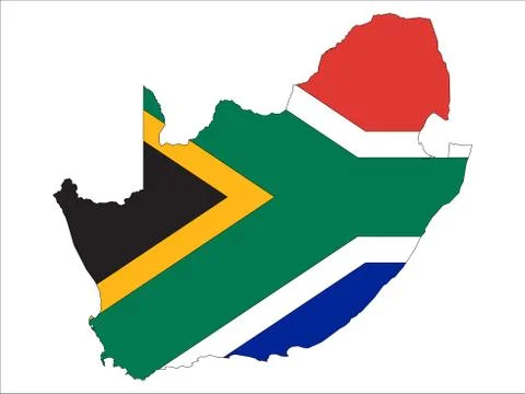 South Africa map with flag vector- Flag map. Stock Illustration