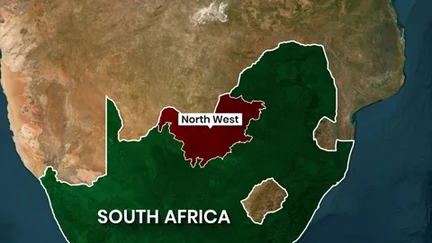 South Africa map highlighting the North West region animation motion clip Stock Footage 341671981