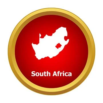 South africa map icon button on red background Stock Illustration