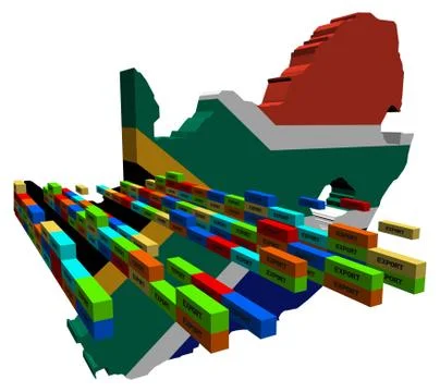 South africa map with stacks of export containers illustration 스톡 일러스트