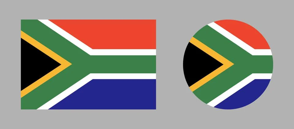 South Africa rectangular, round flag button set. Circular, rectangle flag Stock Illustration