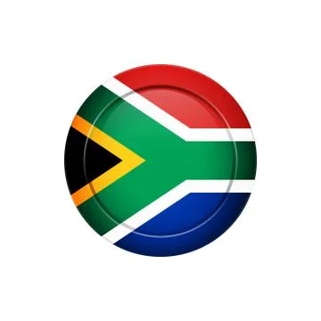 South African flag on the round button, vector illustration Stock Illustration