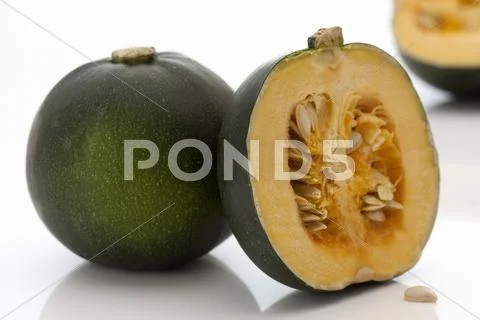 South African gem squash, whole and halved Stock Photos