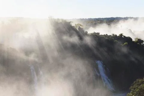 South America, Brazil, Parana, Iguazu National Park, Iguazu Falls, Water vapour Stock Photos