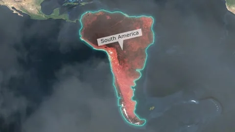 South America Map - Clouds Effect Stock Footage 266877442