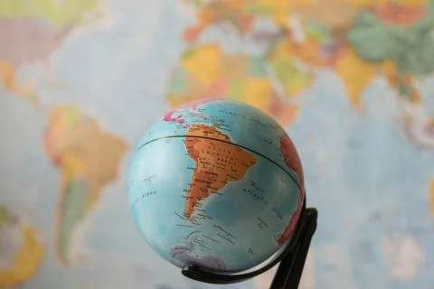 South America map on a globe Stock Photos