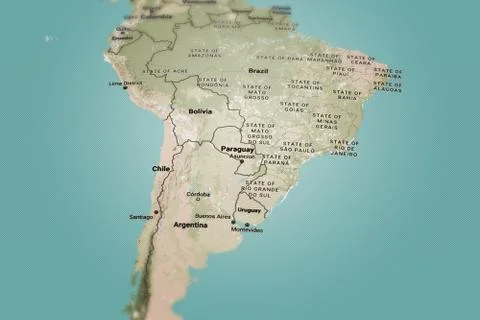 South America on the Map Stock Illustration