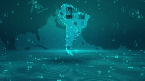 South America Map Password Security Digital Business Background Stock Footage 339044508