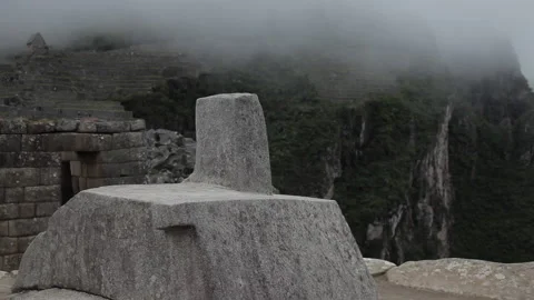 South America Peru Machu Picchu Inca Ruins Intihuatana Stone 8 Stock Footage