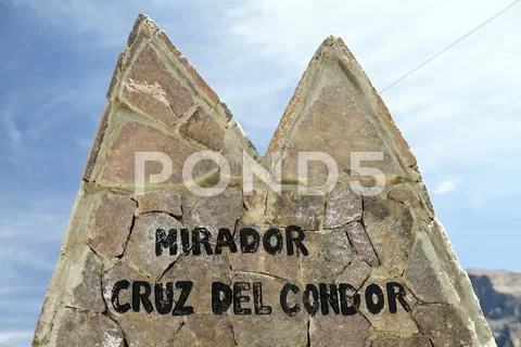 South America, Peru, View of the entrance to the viewing platform Mirador Cruz Stock Photos