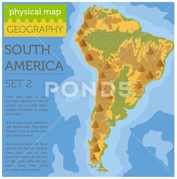 South America physical map elements. Build your own geography info graphic co Stock Illustration