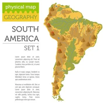South America physical map elements. Build your own geography info graphic co Illustrazione stock