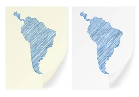 South America scribble map Illustrazione stock
