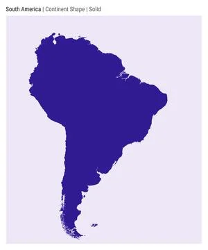 South America. Simple vector map. Continent shape. Solid style. Border of S.. Stock Illustration