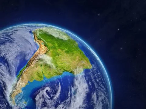 South America from space Stock Illustration