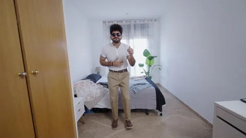 South American boy dancing in his room Stock-Footage 257583181