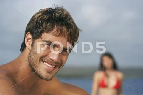 South american man at beach Stock Photos