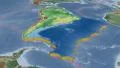 South American tectonic plate extruded. Bumps shaded. Enhanced version 4k or 4k+ Resolution