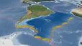 South American tectonic plate extruded. Blue Marble. Enhanced version 4k or 4k+ Resolution