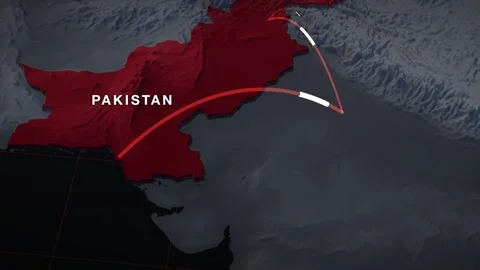 South Asia 3D elevation relief map with pakistan highlighted in red 動画素材 344010739