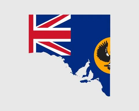 South Australia Map Flag. Map of SA, Australia with the Australian state flag. Stock Illustration