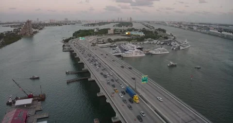 South beach bridge with traffic Stock Footage 232725516