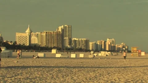 South Beach Sunset time ( HD ) Stock Footage 5164373