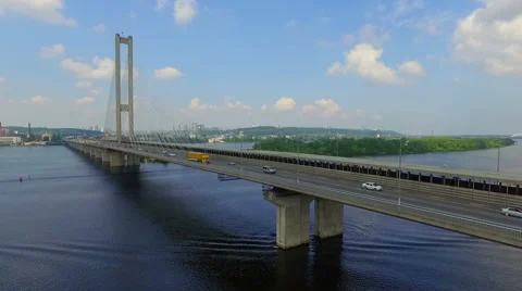 South Bridge in Kiev from height Stock Footage 63514774