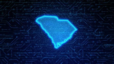South Carolina Map Digital Technology Opener Vídeos de archivo 335475878