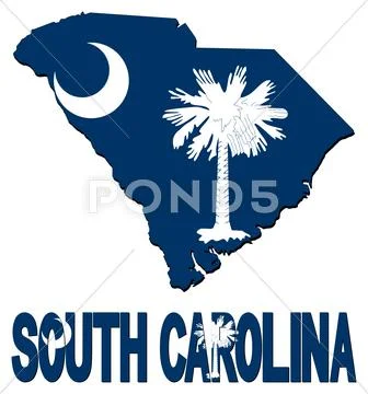 South carolina map flag and text illustration Stock Illustrationen