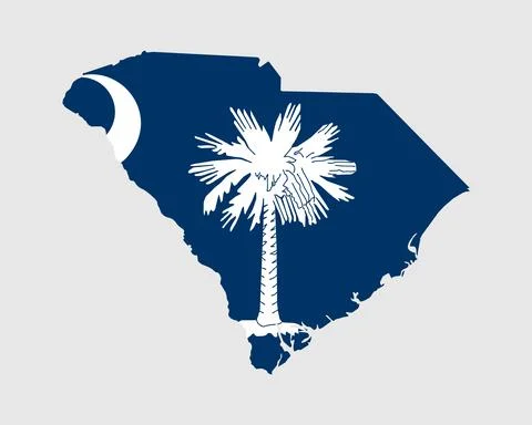 South Carolina Map Flag. Map of SC, USA with the state flag Stock Illustration