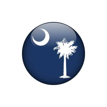 South Carolina Round Circle Button Flag of the US States Vector Template Stock Illustration