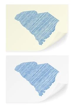 South Carolina scribble map 스톡 일러스트