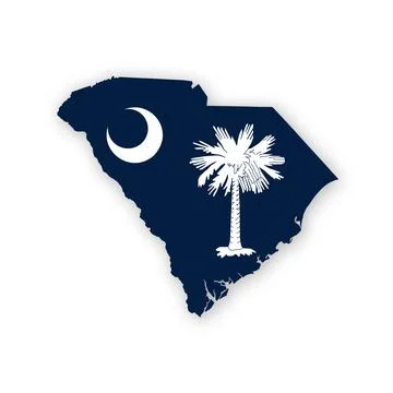 South Carolina State Flag Map Stock Illustration