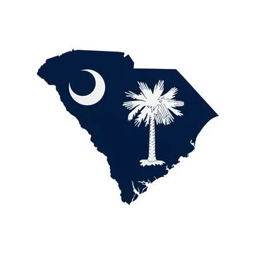 South Carolina State Flag Map Stock Illustration