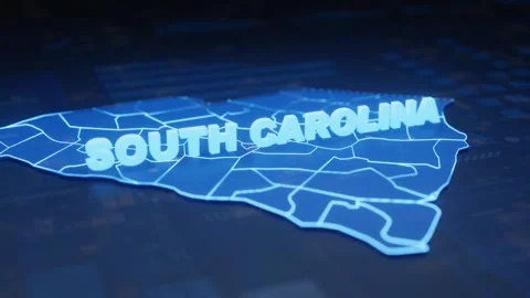 South Carolina State Map Geographic Outline Stock Footage 344633086