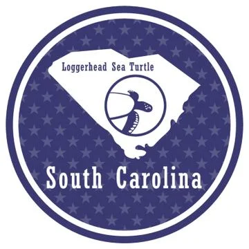 South Carolina State Map With Loggerhead Sea Turtle Stock Illustration