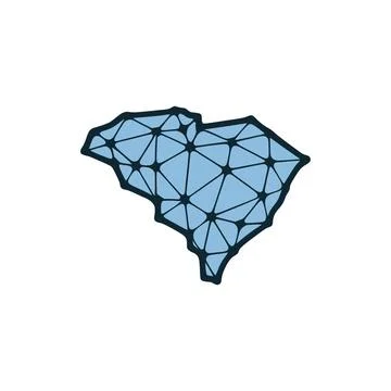 South Carolina state map polygonal illustration made of lines and dots, is... Stock Photos