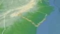 South Carolina state (USA) extruded. Physical map. 4k or 4k+ Resolution