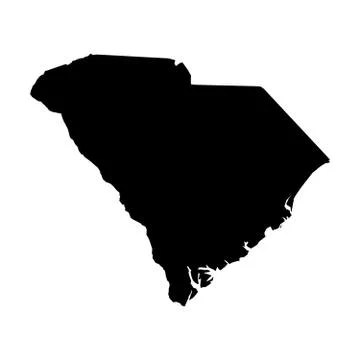 South Carolina, state of USA - solid black silhouette map of country area 스톡 일러스트