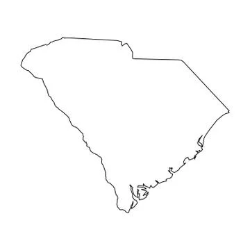 South Carolina, state of USA - solid black outline map of country area. Simple 스톡 일러스트