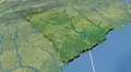 South Carolina - United States, region extruded. Topography 4k or 4k+ Resolution