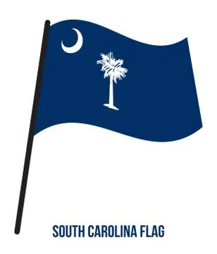 South Carolina (U.S. State) Flag Waving Vector Illustration on White Background Stock Illustration