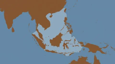 South China and Easter Archipelagic Seas highlighted. Patterned map イラスト素材
