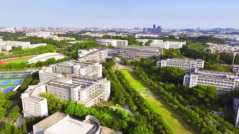 South China Normal University central green lawn in Guangzhou China Stock Footage 345959653